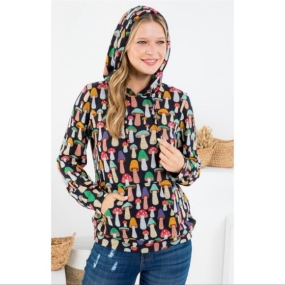 LA Soul Tops - L.A Soul Mushroom Print Sweater Pullover Hoodie